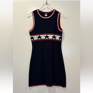 Vintage French Curve Womens Patriot Sleeveless Knit Dress Size Large